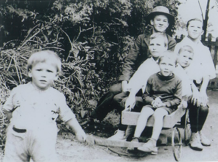 Grandpa Harburn (in hat) and his little brothers, about 1920 in Canada